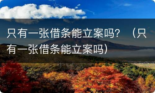 只有一张借条能立案吗？（只有一张借条能立案吗）