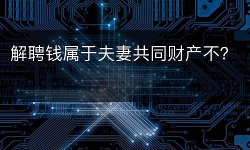 解聘钱属于夫妻共同财产不？