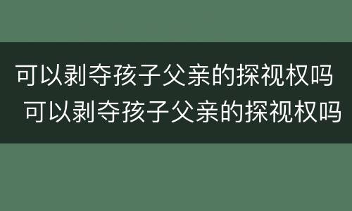 可以剥夺孩子父亲的探视权吗 可以剥夺孩子父亲的探视权吗知乎