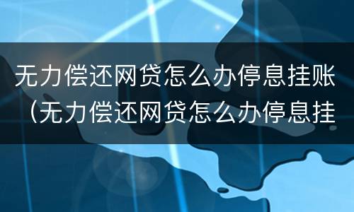 无力偿还网贷怎么办停息挂账（无力偿还网贷怎么办停息挂账）