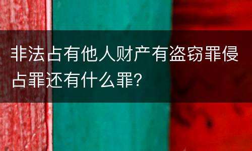 非法占有他人财产有盗窃罪侵占罪还有什么罪？