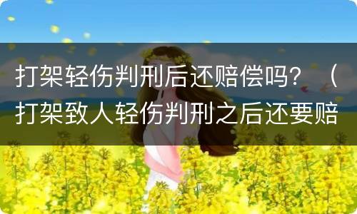 打架轻伤判刑后还赔偿吗？（打架致人轻伤判刑之后还要赔钱吗）