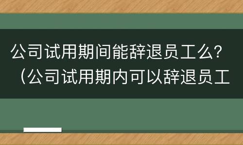 公司试用期间能辞退员工么？（公司试用期内可以辞退员工吗）