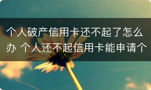 个人破产信用卡还不起了怎么办 个人还不起信用卡能申请个人破产吗