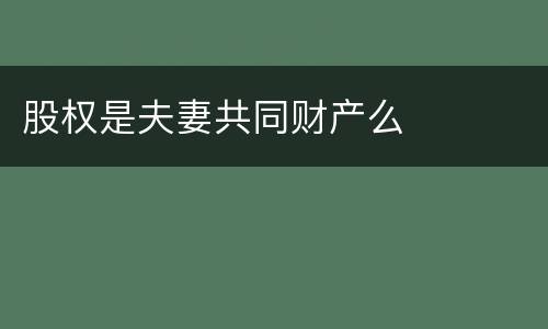 股权是夫妻共同财产么
