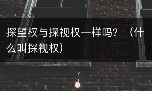 探望权与探视权一样吗？（什么叫探视权）