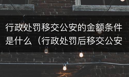 行政处罚移交公安的金额条件是什么（行政处罚后移交公安机关）