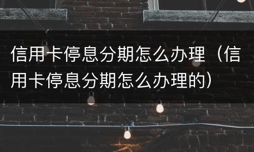 信用卡停息分期怎么办理（信用卡停息分期怎么办理的）