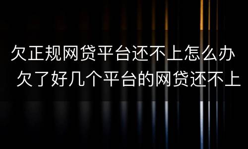 欠正规网贷平台还不上怎么办 欠了好几个平台的网贷还不上怎么办