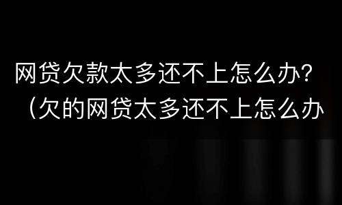 网贷欠款太多还不上怎么办？（欠的网贷太多还不上怎么办）