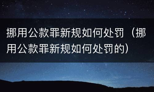 挪用公款罪新规如何处罚（挪用公款罪新规如何处罚的）