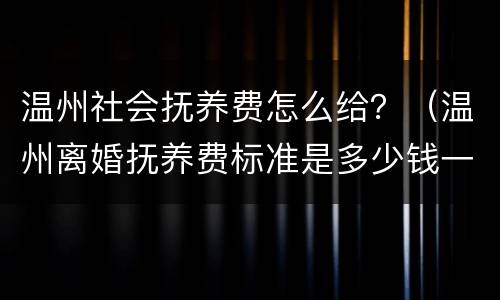 温州社会抚养费怎么给？（温州离婚抚养费标准是多少钱一个月）
