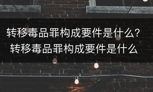转移毒品罪构成要件是什么？ 转移毒品罪构成要件是什么
