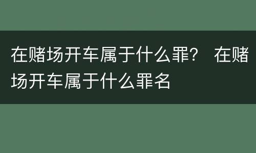 在赌场开车属于什么罪？ 在赌场开车属于什么罪名