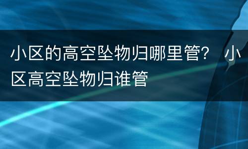 小区的高空坠物归哪里管？ 小区高空坠物归谁管