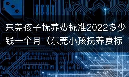 东莞孩子抚养费标准2022多少钱一个月（东莞小孩抚养费标准一月多少钱）