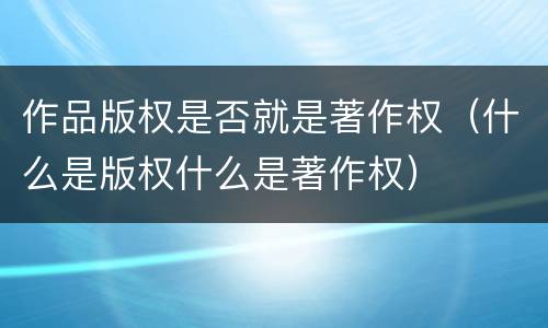 作品版权是否就是著作权（什么是版权什么是著作权）