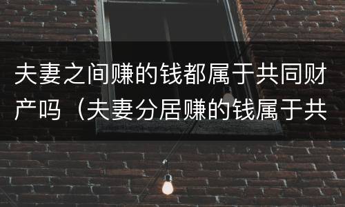夫妻之间赚的钱都属于共同财产吗（夫妻分居赚的钱属于共同财产吗）