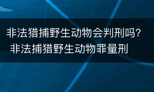 非法猎捕野生动物会判刑吗？ 非法捕猎野生动物罪量刑