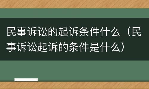 民事诉讼的起诉条件什么（民事诉讼起诉的条件是什么）