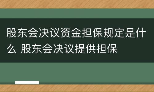股东会决议资金担保规定是什么 股东会决议提供担保