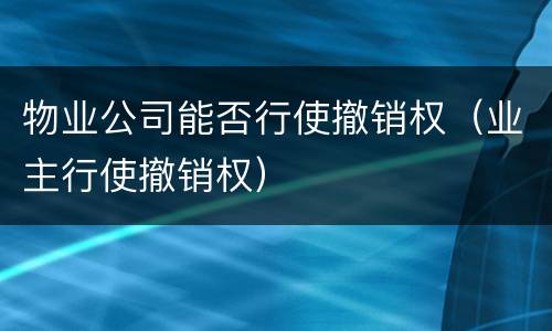 物业公司能否行使撤销权（业主行使撤销权）