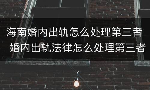 海南婚内出轨怎么处理第三者 婚内出轨法律怎么处理第三者