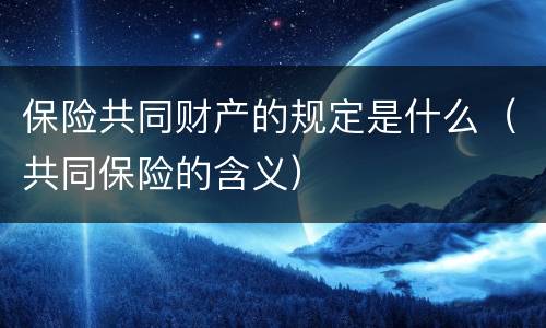 保险共同财产的规定是什么（共同保险的含义）