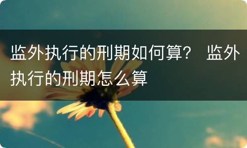 监外执行的刑期如何算？ 监外执行的刑期怎么算