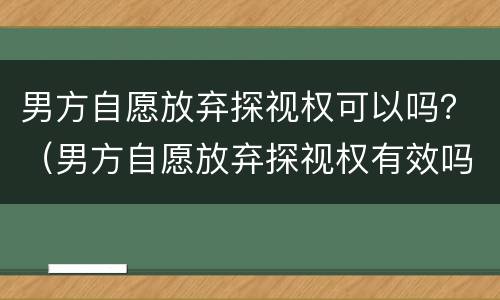 男方自愿放弃探视权可以吗？（男方自愿放弃探视权有效吗）