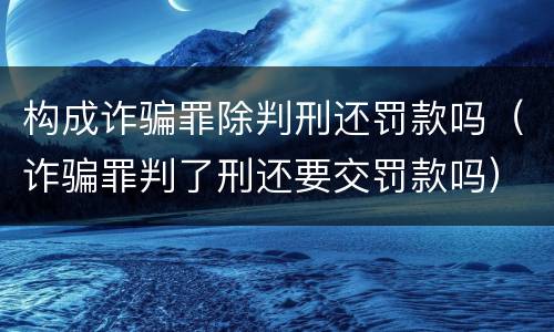 构成诈骗罪除判刑还罚款吗（诈骗罪判了刑还要交罚款吗）