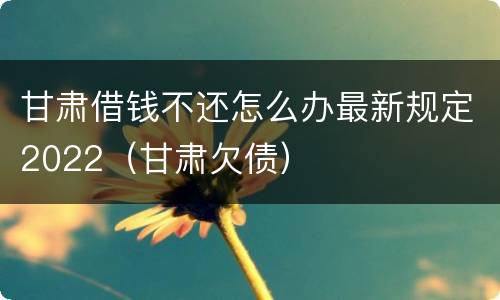 甘肃借钱不还怎么办最新规定2022（甘肃欠债）