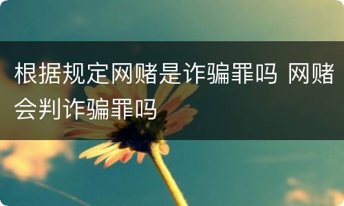 根据规定网赌是诈骗罪吗 网赌会判诈骗罪吗