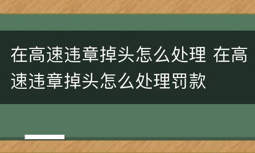 在高速违章掉头怎么处理 在高速违章掉头怎么处理罚款