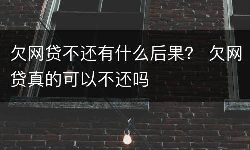 欠网贷不还有什么后果？ 欠网贷真的可以不还吗