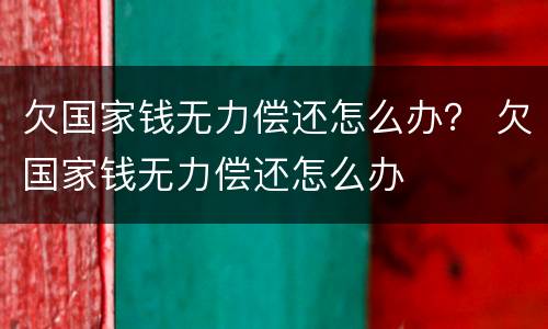 欠国家钱无力偿还怎么办？ 欠国家钱无力偿还怎么办