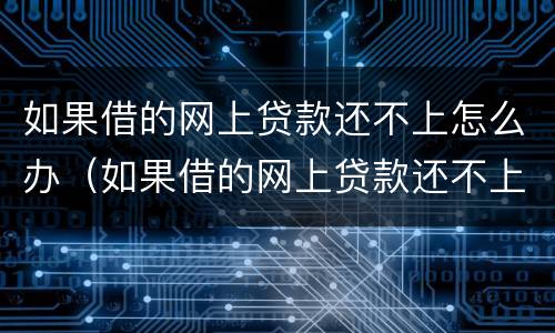 如果借的网上贷款还不上怎么办（如果借的网上贷款还不上怎么办）