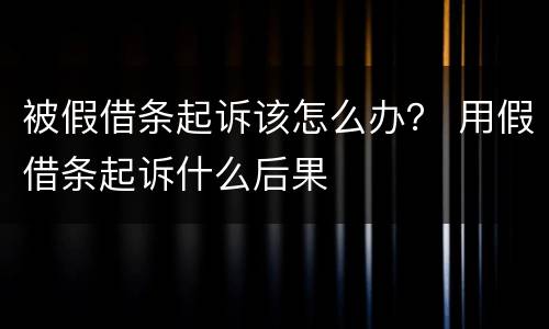 被假借条起诉该怎么办？ 用假借条起诉什么后果