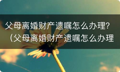 父母离婚财产遗嘱怎么办理？（父母离婚财产遗嘱怎么办理手续）