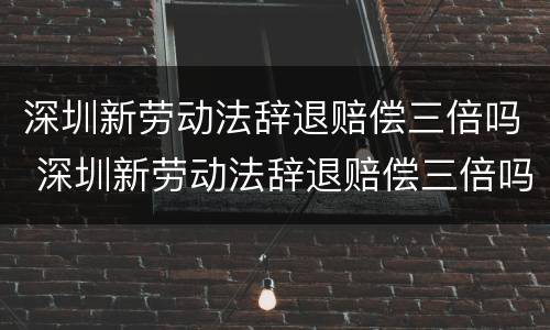 深圳新劳动法辞退赔偿三倍吗 深圳新劳动法辞退赔偿三倍吗多少钱