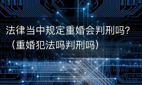 法律当中规定重婚会判刑吗？（重婚犯法吗判刑吗）