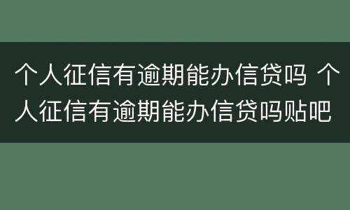 个人征信有逾期能办信贷吗 个人征信有逾期能办信贷吗贴吧