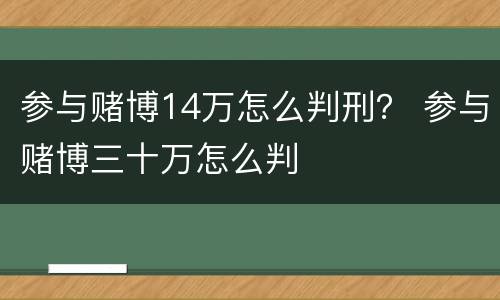 参与赌博14万怎么判刑？ 参与赌博三十万怎么判