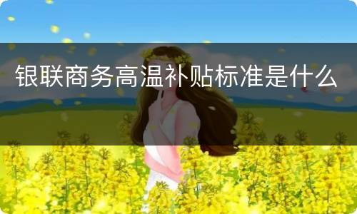 银联商务高温补贴标准是什么