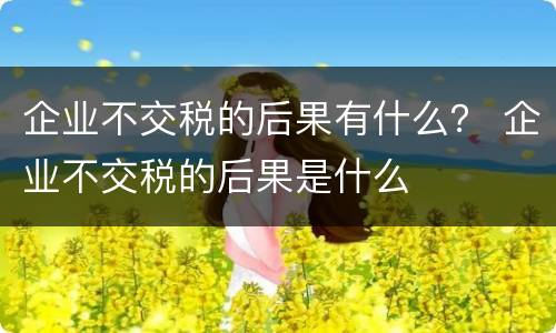 企业不交税的后果有什么？ 企业不交税的后果是什么