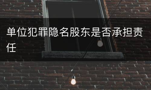 单位犯罪隐名股东是否承担责任