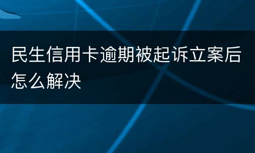 民生信用卡逾期被起诉立案后怎么解决
