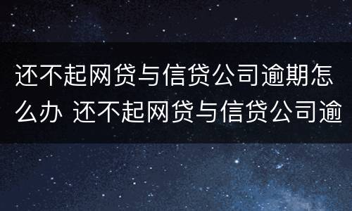 还不起网贷与信贷公司逾期怎么办 还不起网贷与信贷公司逾期怎么办呢