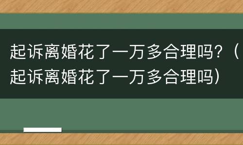 起诉离婚花了一万多合理吗?（起诉离婚花了一万多合理吗）