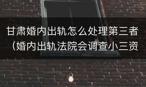 甘肃婚内出轨怎么处理第三者（婚内出轨法院会调查小三资料吗）